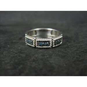 Sterling Silver Blue Diamond Band Ring Size 8